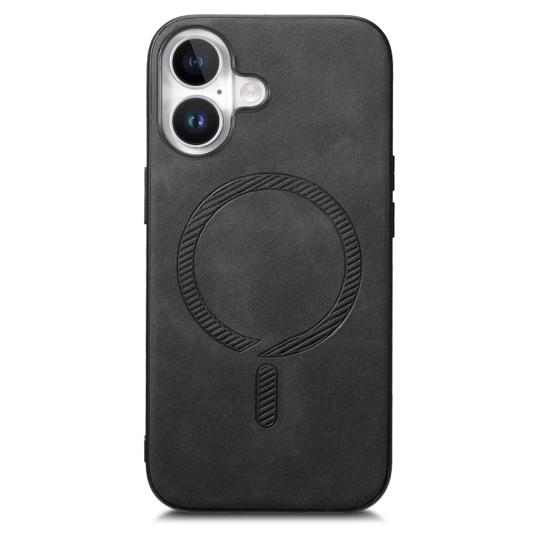 For iPhone 16 Plus Solid Color Retro Magsafe PU Back Cover Phone Case