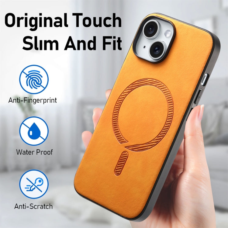 For iPhone 16 Plus Solid Color Retro Magsafe PU Back Cover Phone Case
