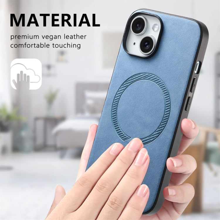 For iPhone 16 Plus Solid Color Retro Magsafe PU Back Cover Phone Case