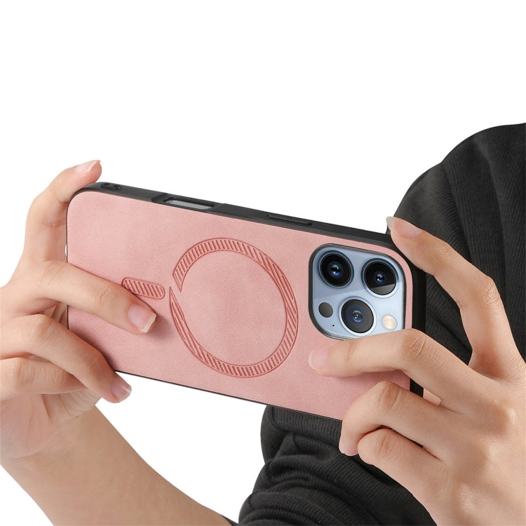 For iPhone 16 Pro Solid Color Retro Magsafe PU Back Cover Phone Case