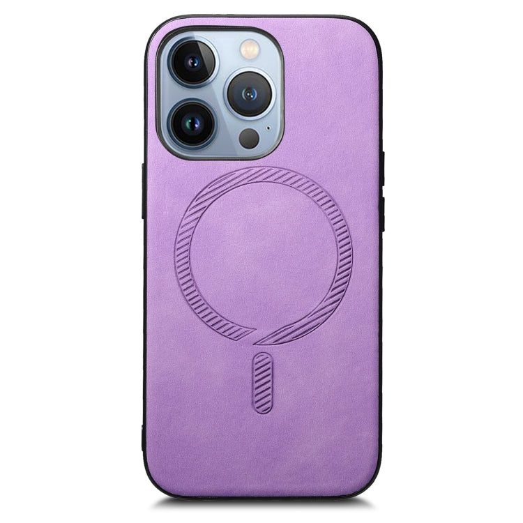 For iPhone 16 Pro Solid Color Retro Magsafe PU Back Cover Phone Case