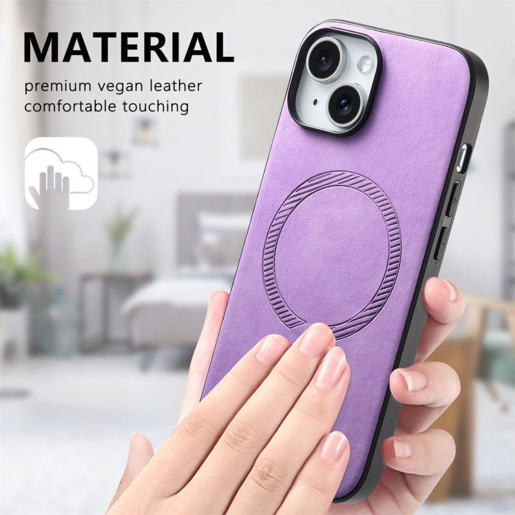 For iPhone 16 Pro Solid Color Retro Magsafe PU Back Cover Phone Case