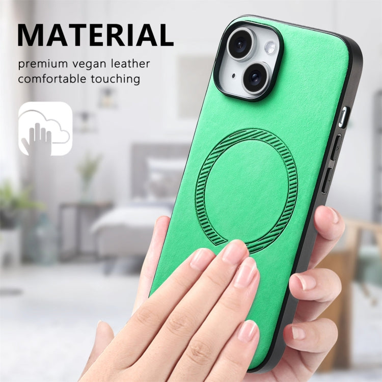 For iPhone 16 Pro Solid Color Retro Magsafe PU Back Cover Phone Case