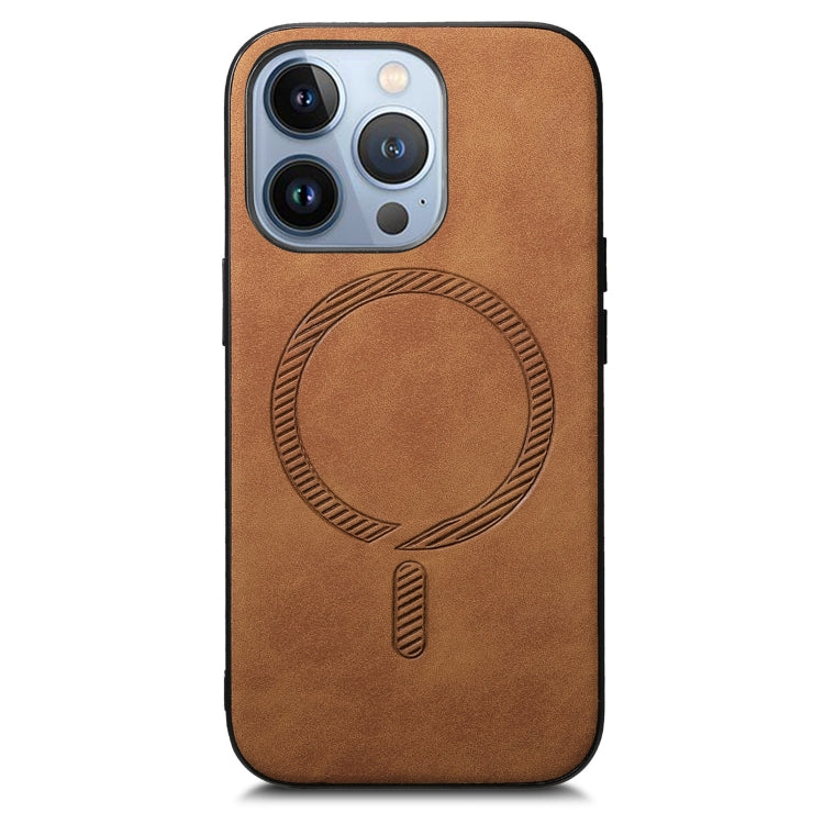 For iPhone 16 Pro Solid Color Retro Magsafe PU Back Cover Phone Case