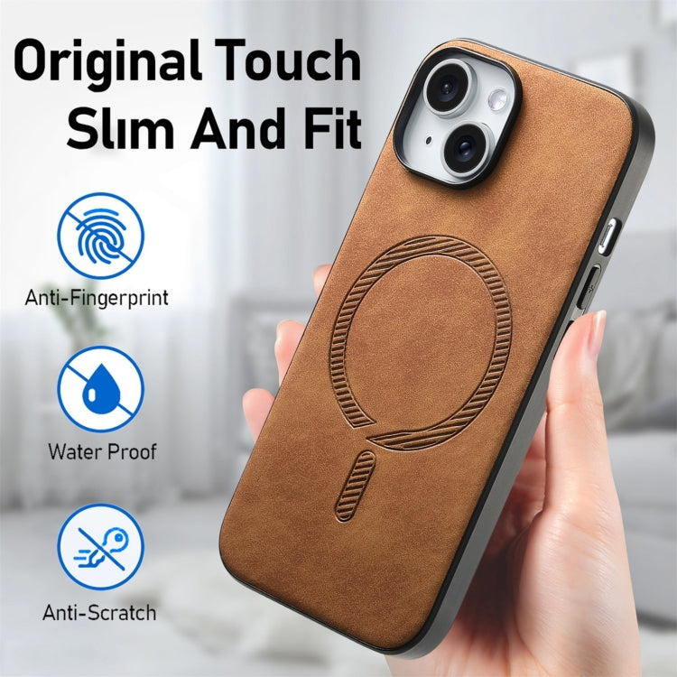 For iPhone 16 Pro Solid Color Retro Magsafe PU Back Cover Phone Case