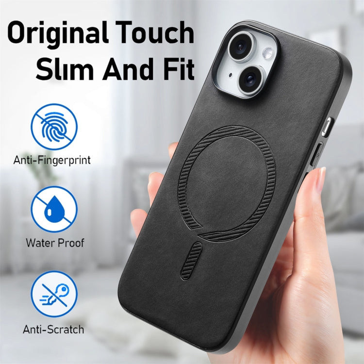 For iPhone 16 Pro Solid Color Retro Magsafe PU Back Cover Phone Case
