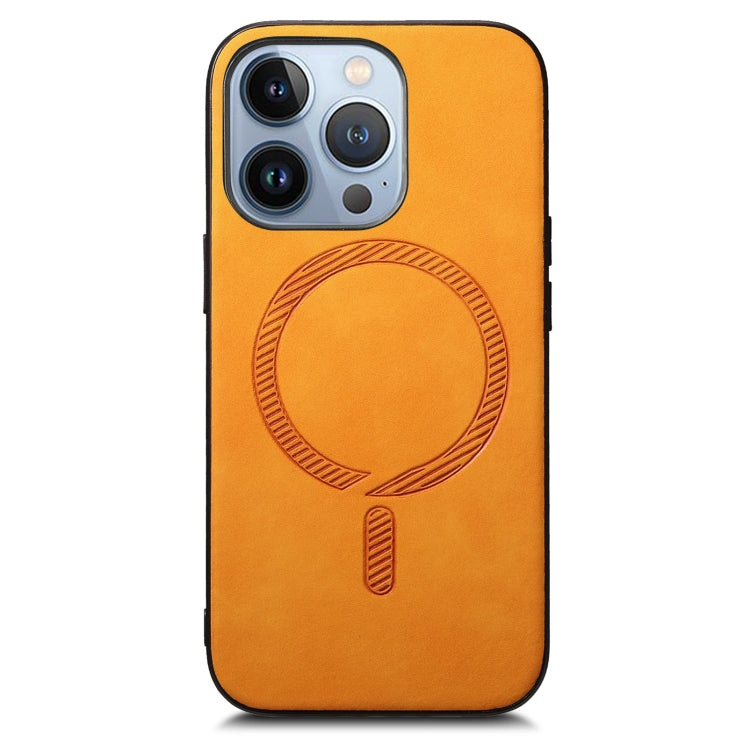 For iPhone 16 Pro Solid Color Retro Magsafe PU Back Cover Phone Case
