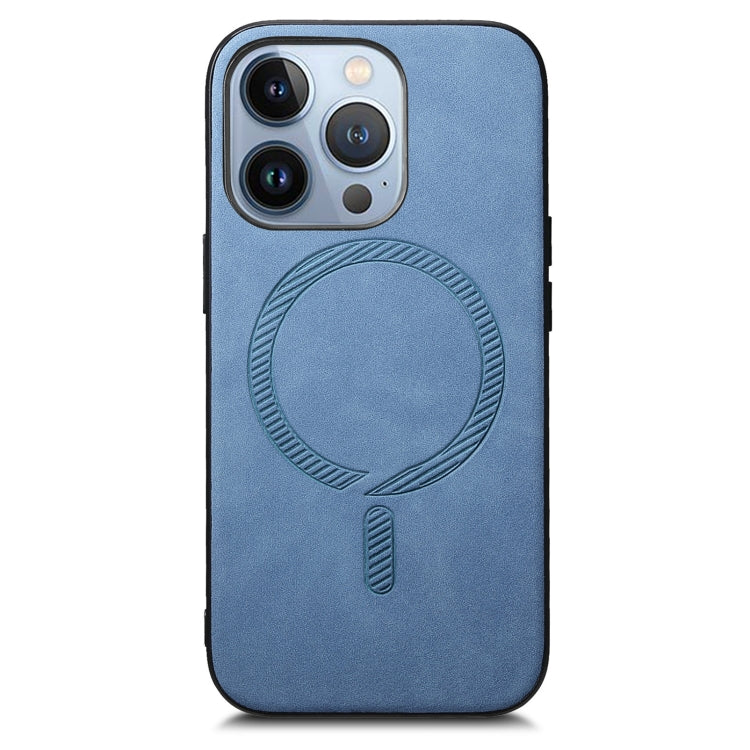 For iPhone 16 Pro Solid Color Retro Magsafe PU Back Cover Phone Case