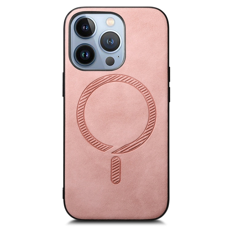 For iPhone 16 Pro Max Solid Color Retro Magsafe PU Back Cover Phone Case
