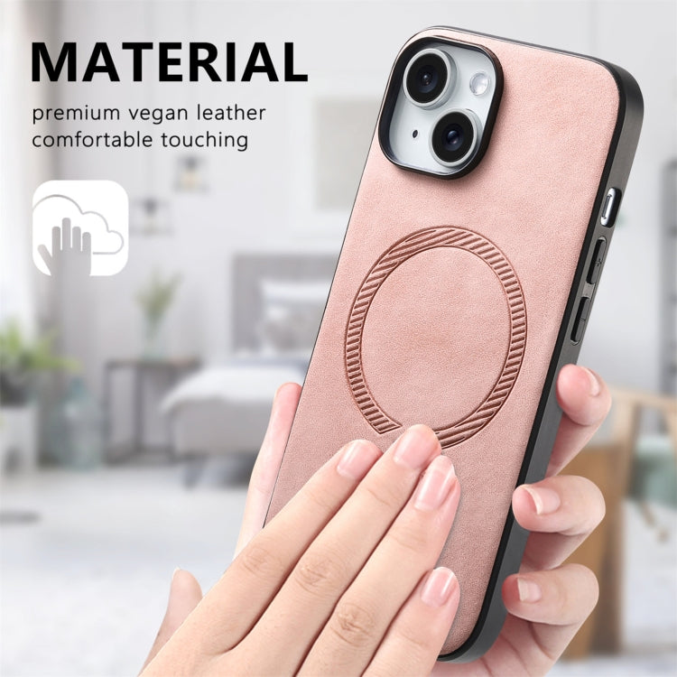 For iPhone 16 Pro Max Solid Color Retro Magsafe PU Back Cover Phone Case