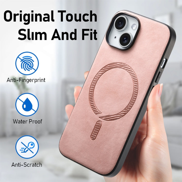 For iPhone 16 Pro Max Solid Color Retro Magsafe PU Back Cover Phone Case
