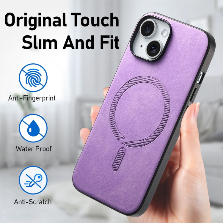 For iPhone 16 Pro Max Solid Color Retro Magsafe PU Back Cover Phone Case