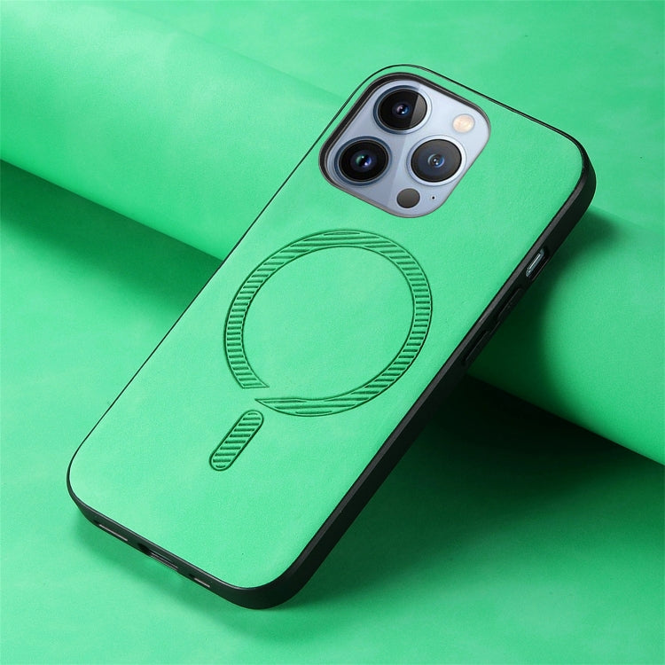 For iPhone 16 Pro Max Solid Color Retro Magsafe PU Back Cover Phone Case