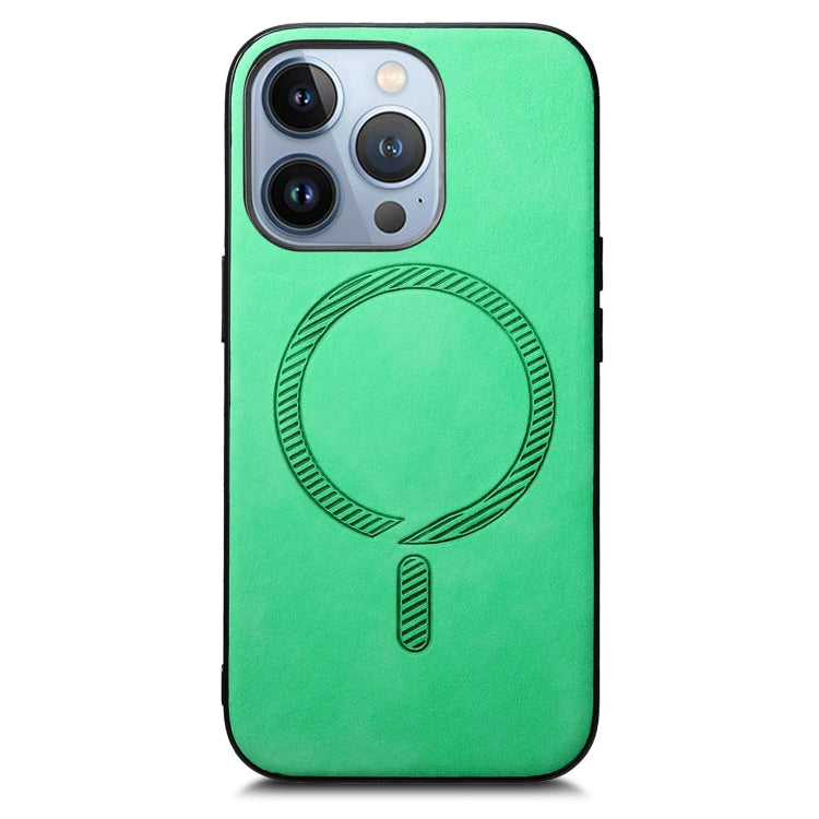 For iPhone 16 Pro Max Solid Color Retro Magsafe PU Back Cover Phone Case