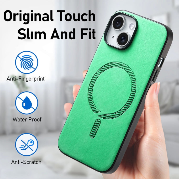 For iPhone 16 Pro Max Solid Color Retro Magsafe PU Back Cover Phone Case