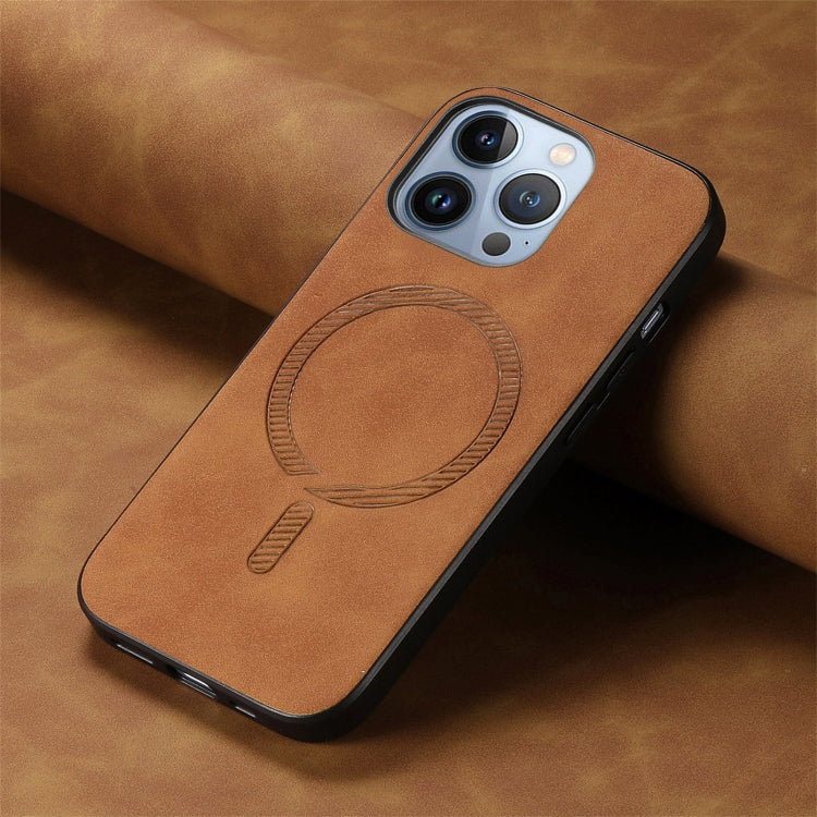 For iPhone 16 Pro Max Solid Color Retro Magsafe PU Back Cover Phone Case