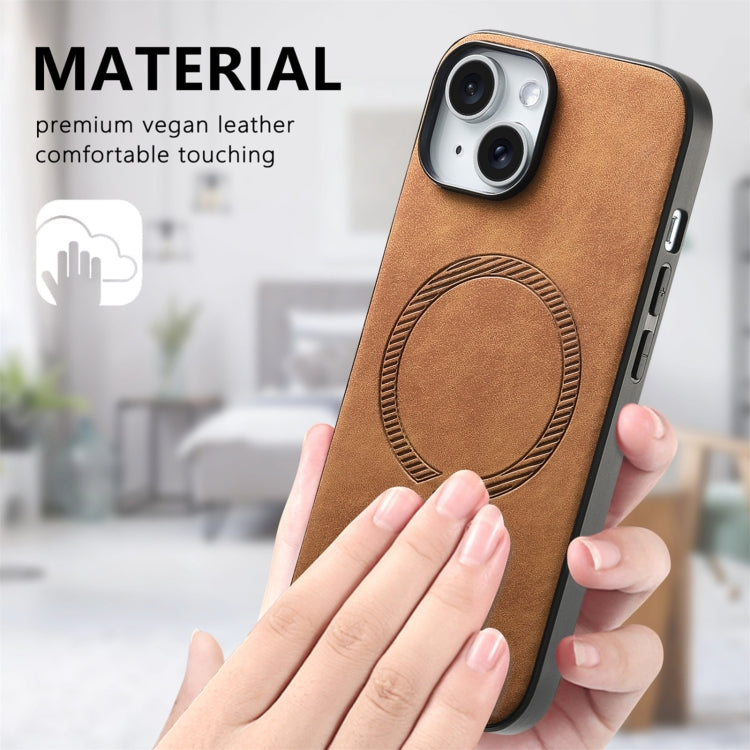 For iPhone 16 Pro Max Solid Color Retro Magsafe PU Back Cover Phone Case
