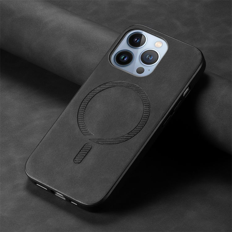 For iPhone 16 Pro Max Solid Color Retro Magsafe PU Back Cover Phone Case