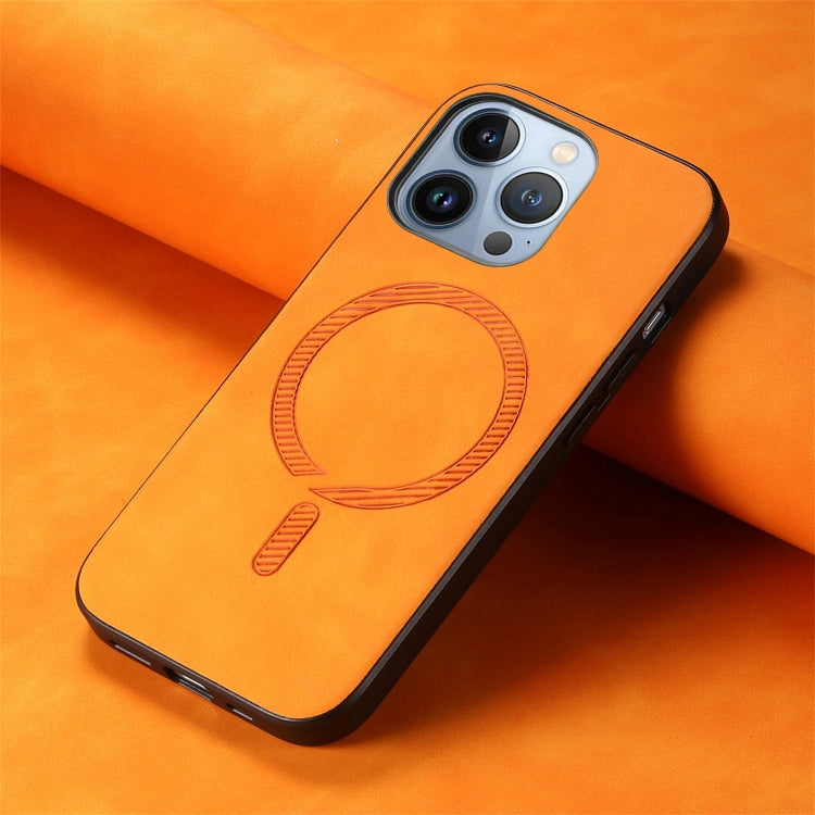 For iPhone 16 Pro Max Solid Color Retro Magsafe PU Back Cover Phone Case