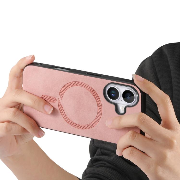 For iPhone 17 Solid Color Retro Magsafe PU Back Cover Phone Case
