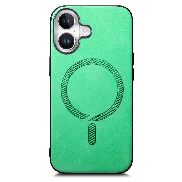 For iPhone 17 Solid Color Retro Magsafe PU Back Cover Phone Case