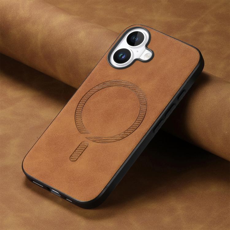 For iPhone 17 Solid Color Retro Magsafe PU Back Cover Phone Case