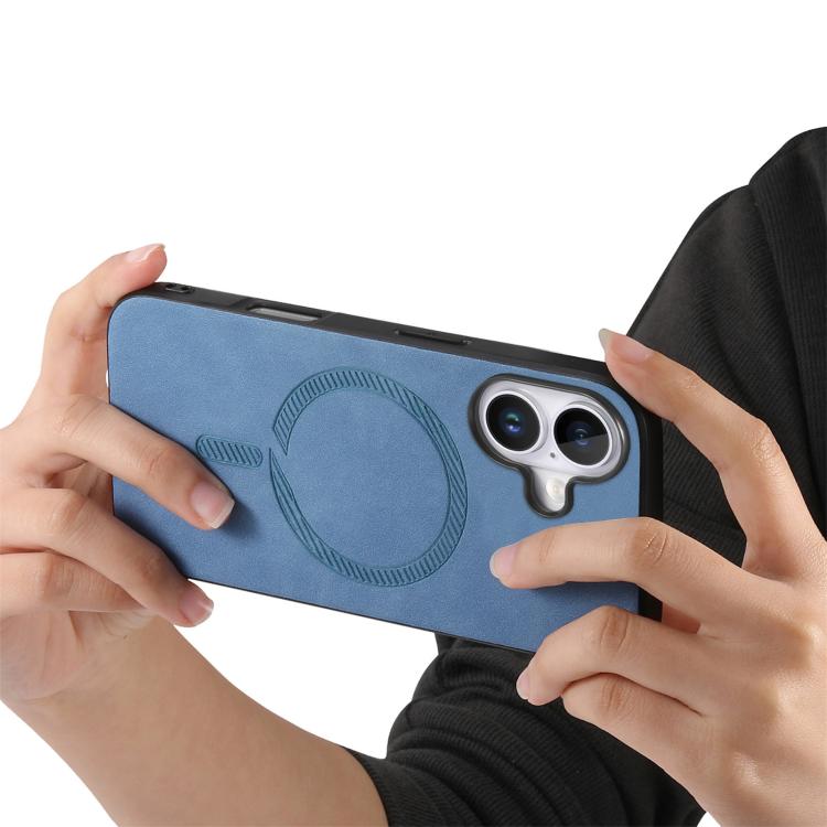 For iPhone 17 Solid Color Retro Magsafe PU Back Cover Phone Case