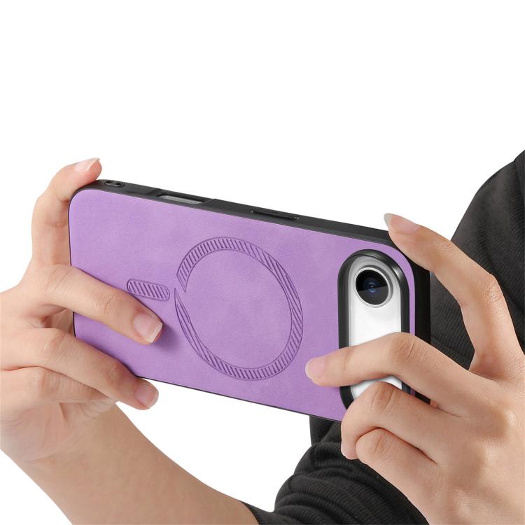 For iPhone Air Solid Color Retro Magsafe PU Back Cover Phone Case
