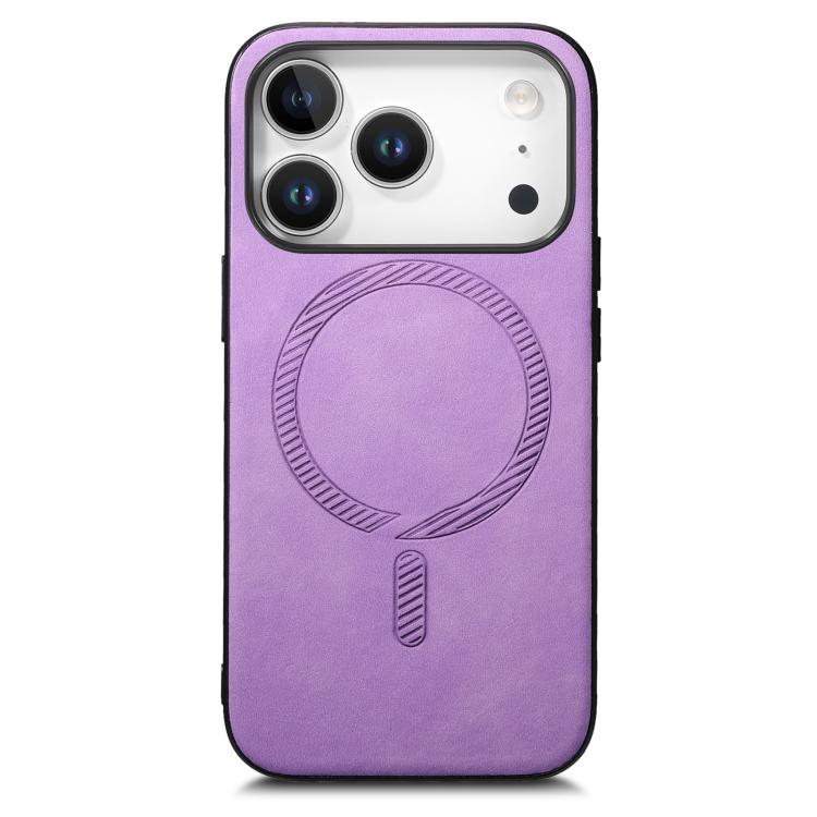 For iPhone 17 Pro Solid Color Retro Magsafe PU Back Cover Phone Case