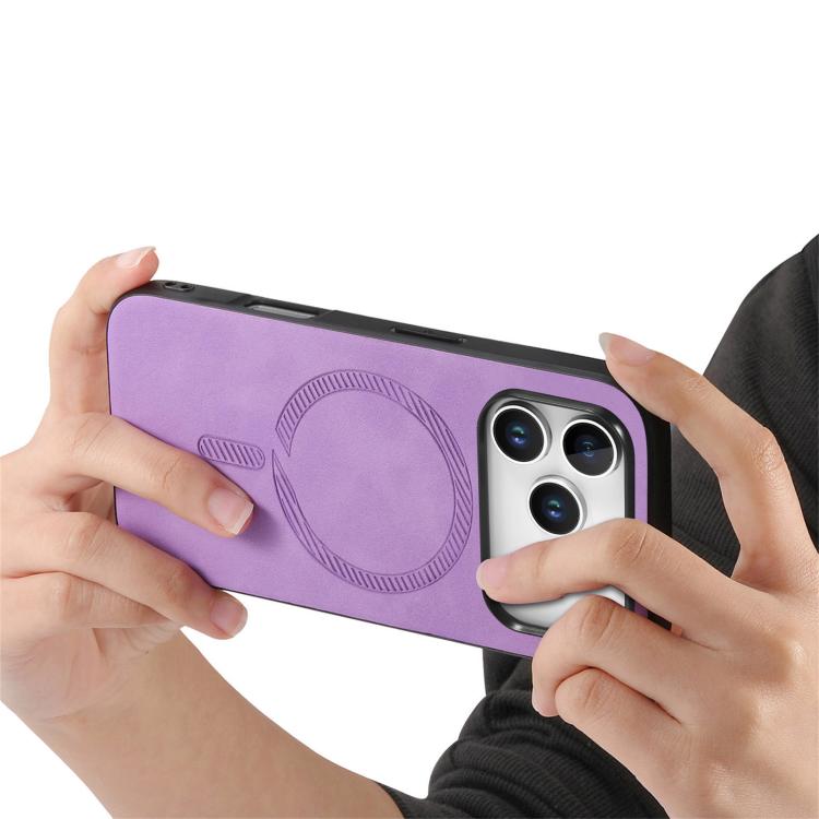 For iPhone 17 Pro Solid Color Retro Magsafe PU Back Cover Phone Case
