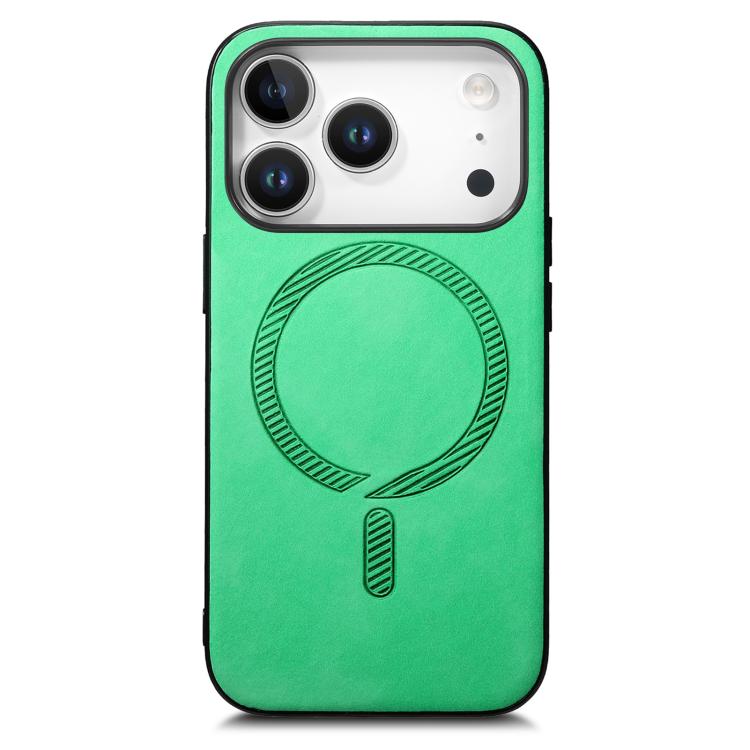 For iPhone 17 Pro Solid Color Retro Magsafe PU Back Cover Phone Case
