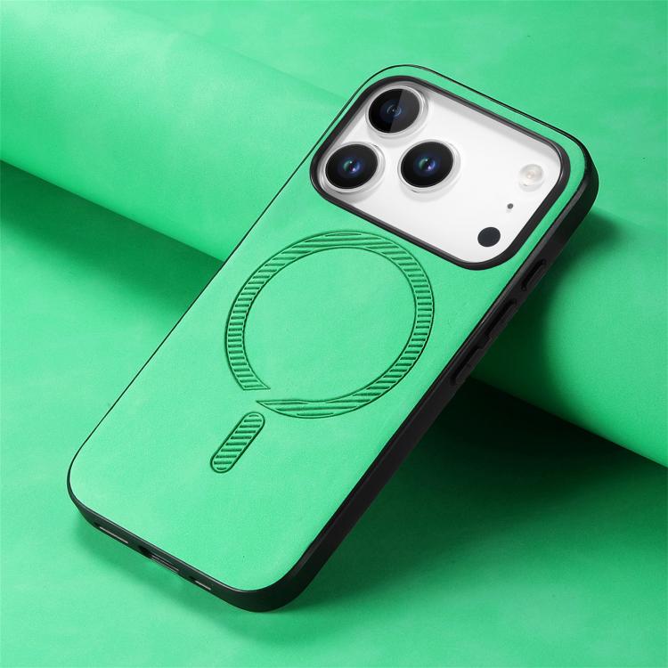 For iPhone 17 Pro Solid Color Retro Magsafe PU Back Cover Phone Case
