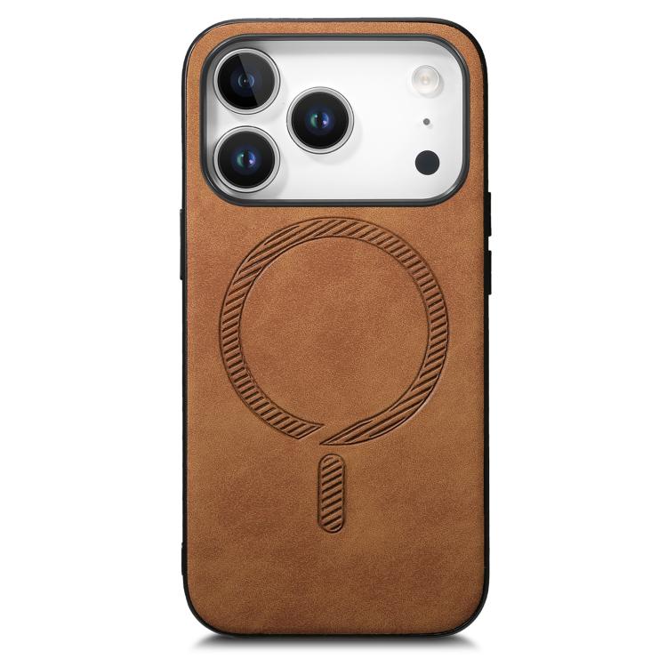 For iPhone 17 Pro Solid Color Retro Magsafe PU Back Cover Phone Case