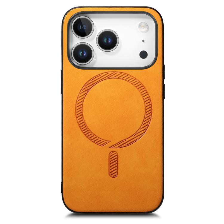 For iPhone 17 Pro Solid Color Retro Magsafe PU Back Cover Phone Case
