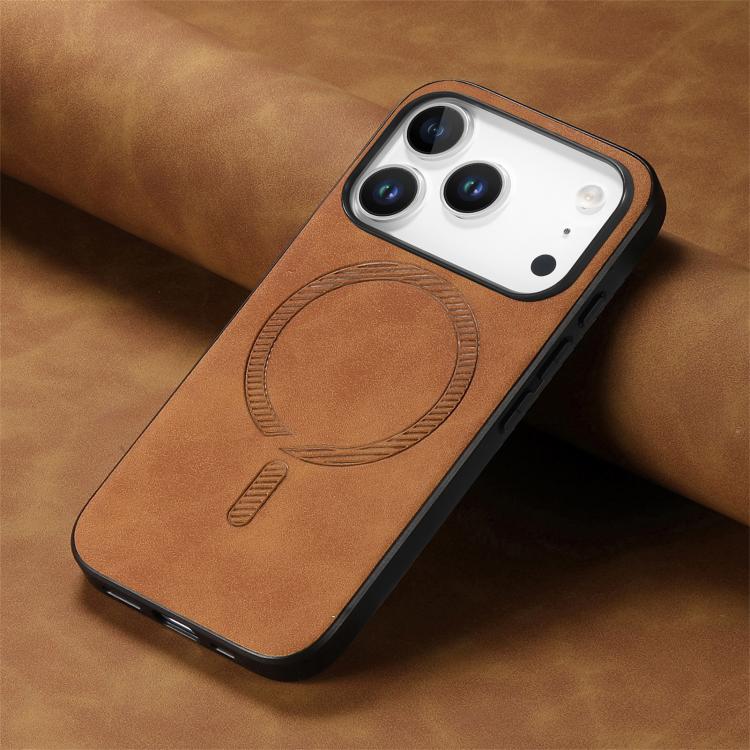 For iPhone 17 Pro Max Solid Color Retro Magsafe PU Back Cover Phone Case