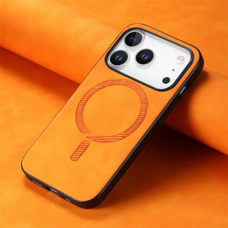 For iPhone 17 Pro Max Solid Color Retro Magsafe PU Back Cover Phone Case