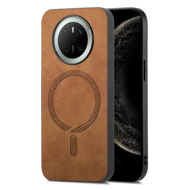 For Huawei Mate 70 Solid Color Retro Magsafe PU Back Cover Phone Case