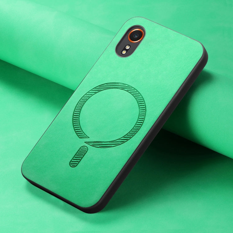 For Samsung Galaxy XCover 7 Solid Color Retro Magsafe PU Back Cover Phone Case