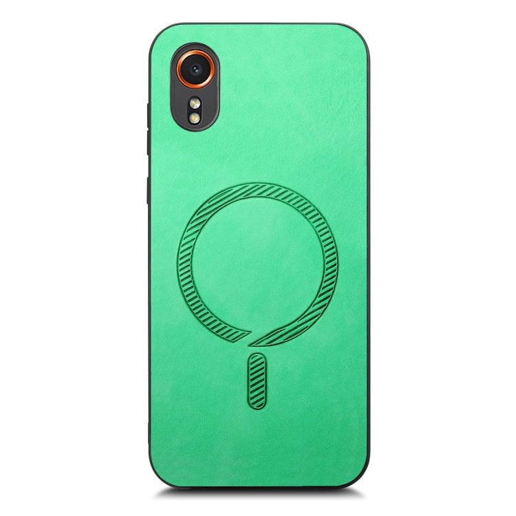 For Samsung Galaxy XCover 7 Solid Color Retro Magsafe PU Back Cover Phone Case