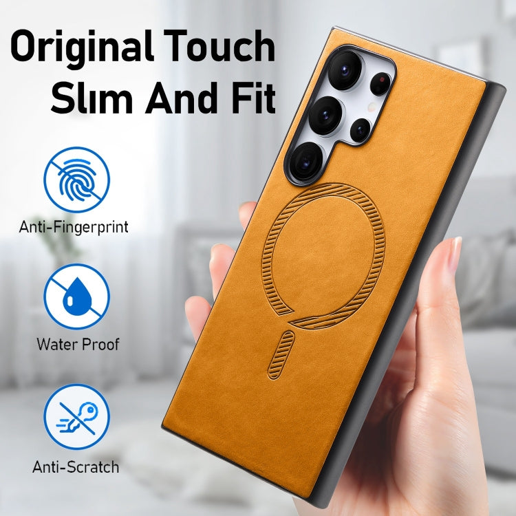For Samsung Galaxy XCover 7 Solid Color Retro Magsafe PU Back Cover Phone Case