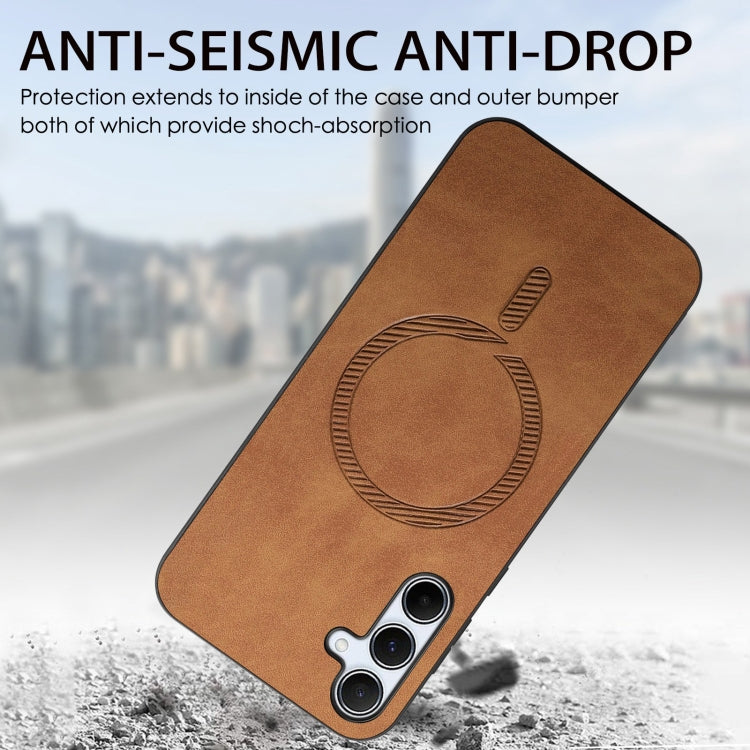 For Samsung Galaxy A05 Solid Color Retro Magsafe PU Back Cover Phone Case