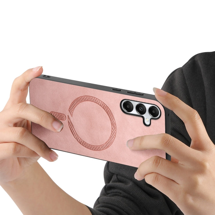 For Samsung Galaxy A05s Solid Color Retro Magsafe PU Back Cover Phone Case