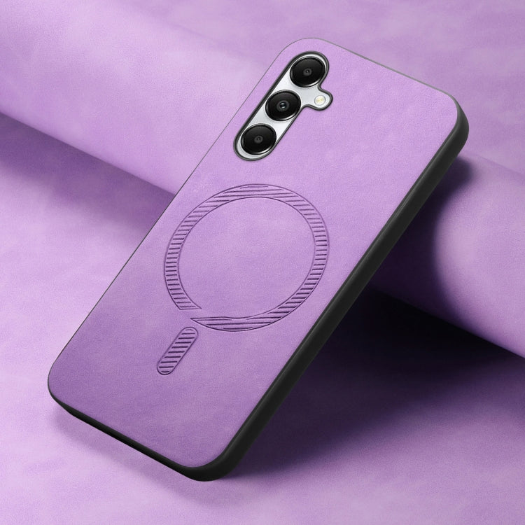 For Samsung Galaxy A05s Solid Color Retro Magsafe PU Back Cover Phone Case