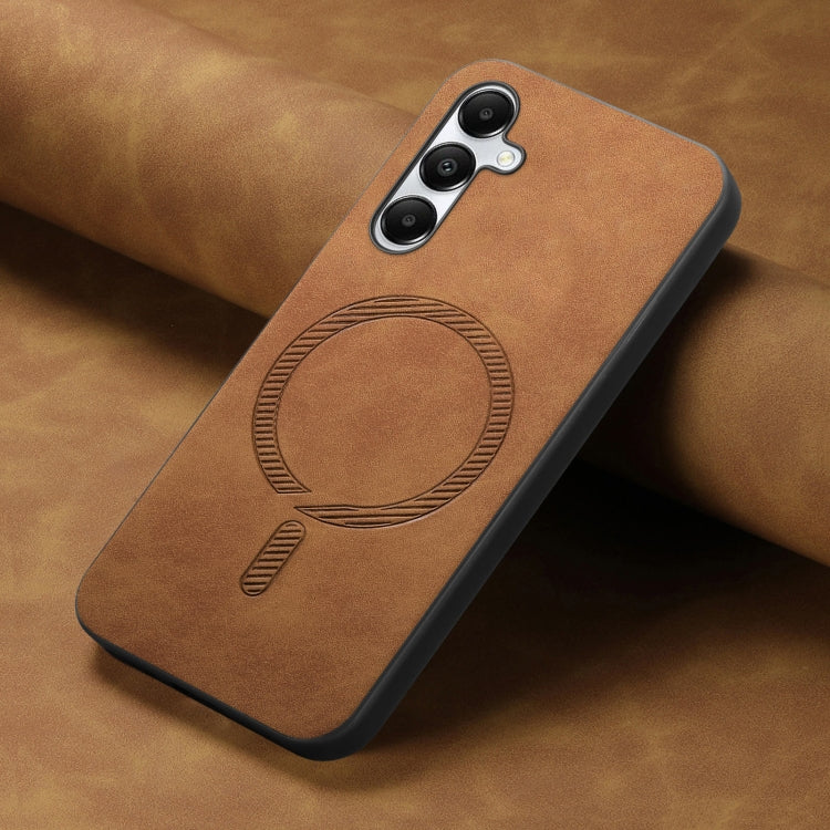 For Samsung Galaxy A05s Solid Color Retro Magsafe PU Back Cover Phone Case