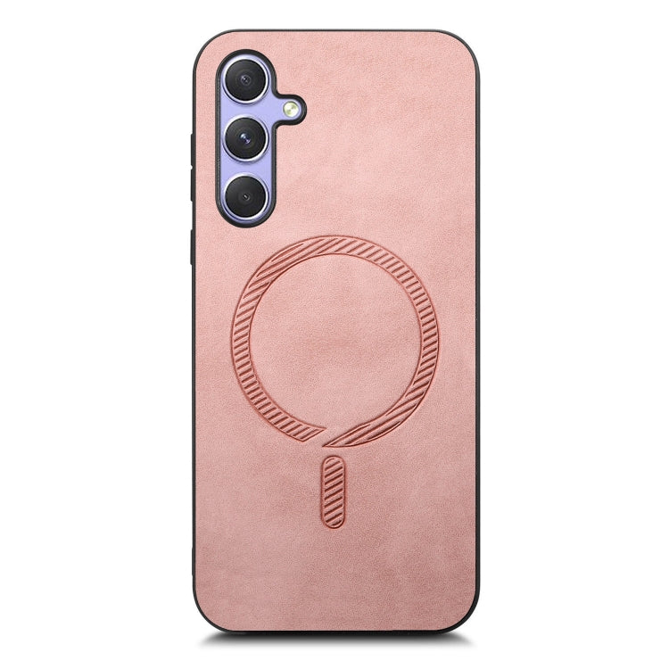 For Samsung Galaxy A14 Solid Color Retro Magsafe PU Back Cover Phone Case