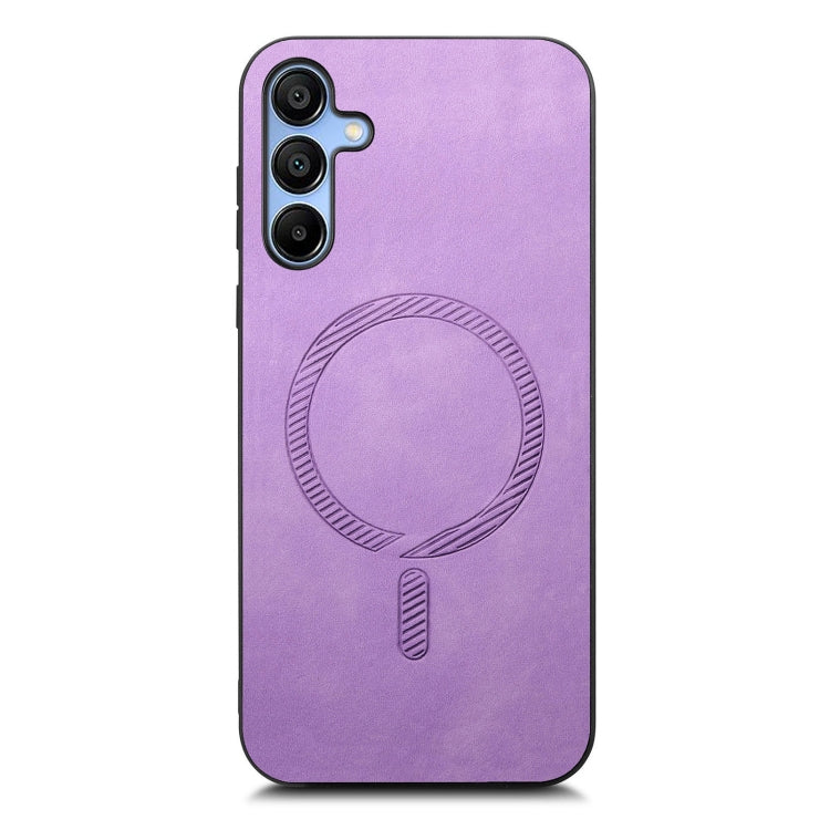 For Samsung Galaxy A15 Solid Color Retro Magsafe PU Back Cover Phone Case