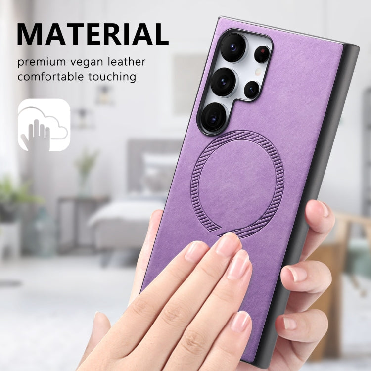 For Samsung Galaxy A15 Solid Color Retro Magsafe PU Back Cover Phone Case