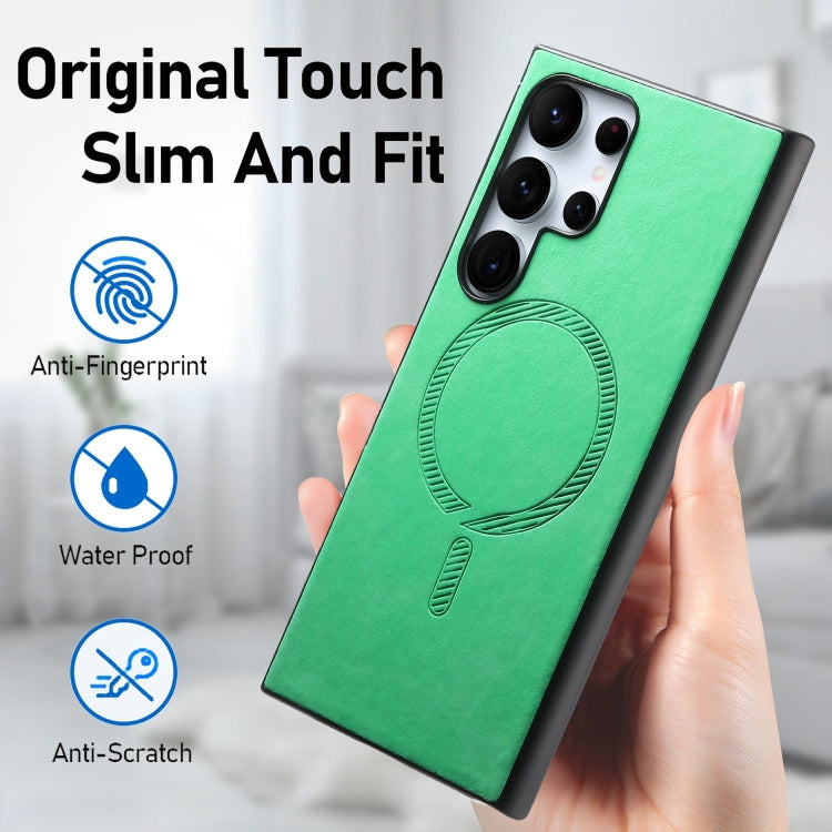 For Samsung Galaxy A15 Solid Color Retro Magsafe PU Back Cover Phone Case