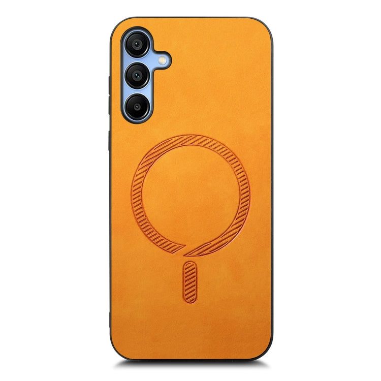 For Samsung Galaxy A15 Solid Color Retro Magsafe PU Back Cover Phone Case