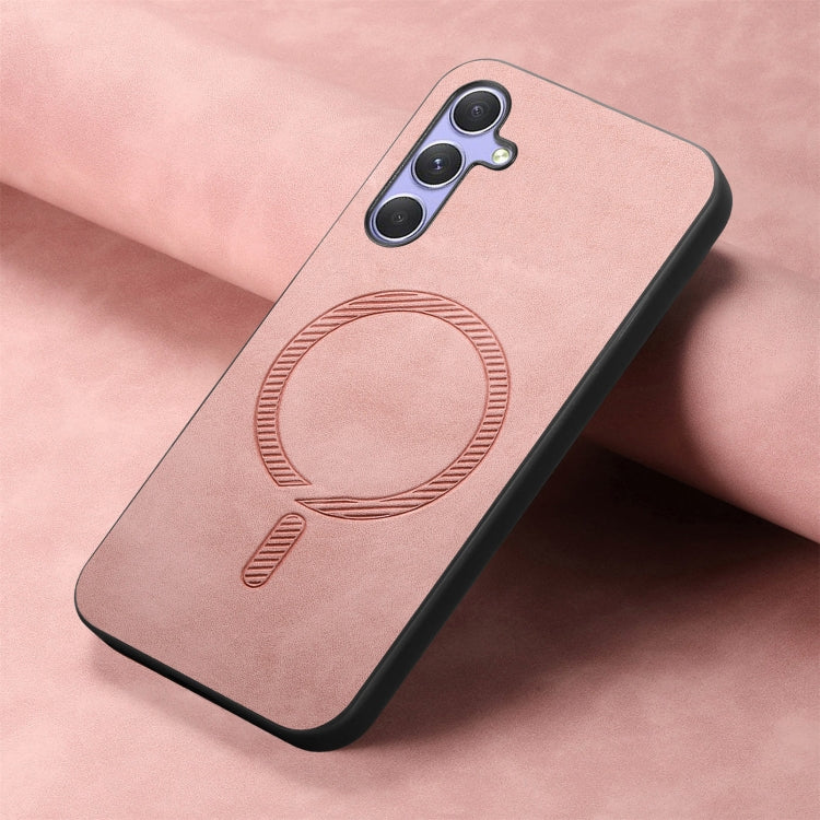For Samsung Galaxy A24 5G Solid Color Retro Magsafe PU Back Cover Phone Case